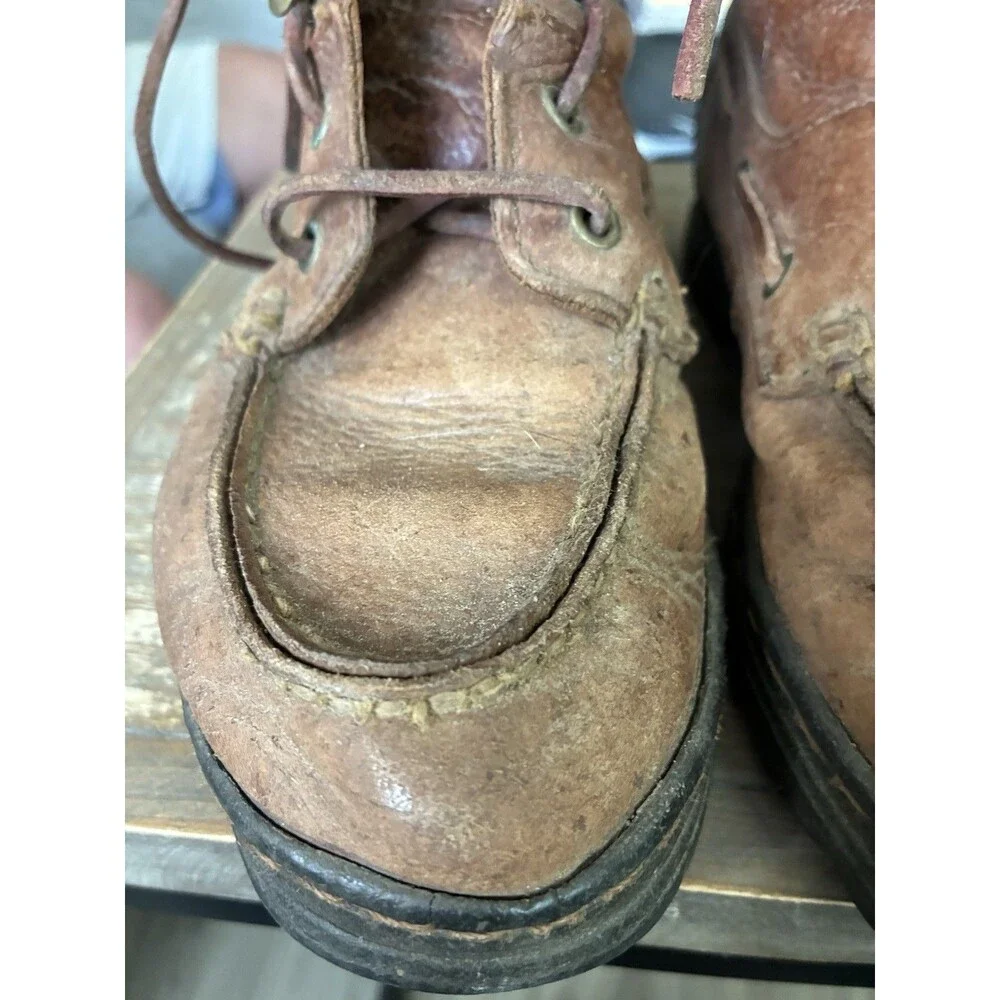 Justin Womens 6.5 Brown Leather Lace Up Moc Toe Boots Lug Sole Casual Work
